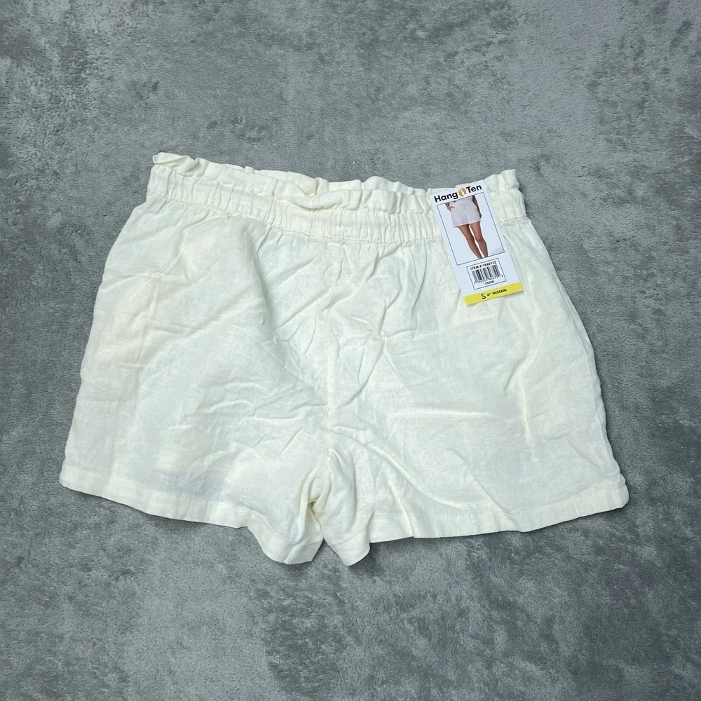 Hang Ten Women's S Casual Shorts Cream Linen Blend H0563 - Picture 5 of 6